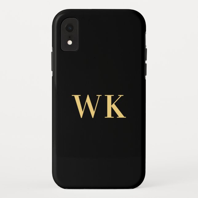 Modern Monogram Black Gold Case-Mate iPhone Case (Back)