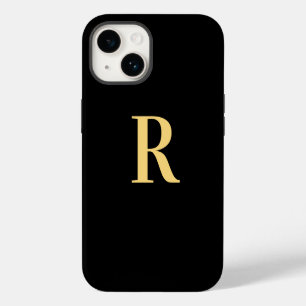 Modern Monogram Black Gold iPhone 14 Case