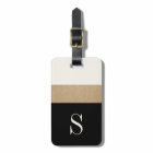 Modern Monogram Black Gold Stripe Luggage Tag
