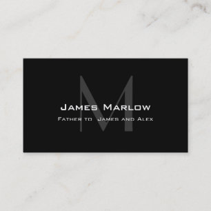 Modern Monogram Black Grey Daddy Calling Card