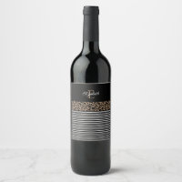 Modern Monogram Black Leopard Print Wine Label