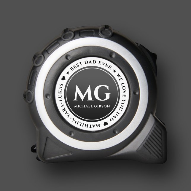 Modern Monogram Black White Birthday Dad  1 (Modern Monogram Black White Birthday Dad Tape Measure
)