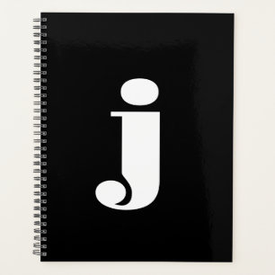 Modern monogram black white bold typography letter planner