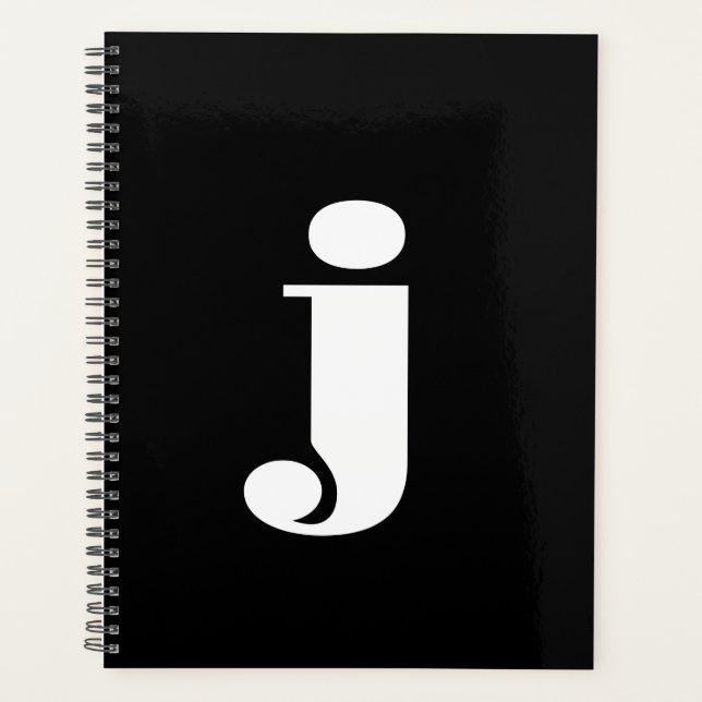 Modern monogram black white bold typography letter planner (Front)
