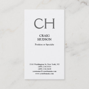 Modern Monogram Black & White Business Card