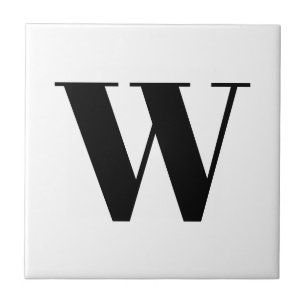 Modern monogram black white custom initial letter ceramic tile