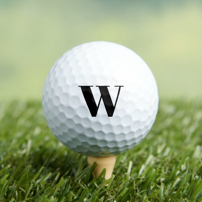 Modern monogram black white custom initial letter golf balls (Insitu Tee)