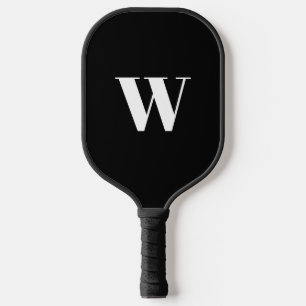 Modern monogram black white custom initial letter pickleball paddle