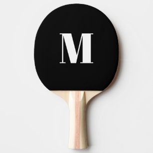 Modern monogram black white custom initial letter ping pong paddle