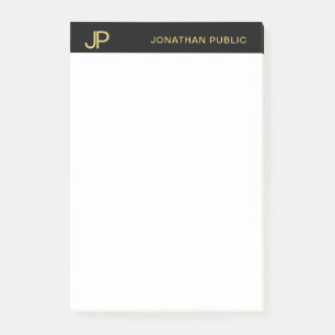 Modern Monogram Black White Gold Elegant Simple Post-it Notes