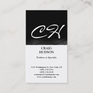 Modern Monogram Black White Grey Business Card