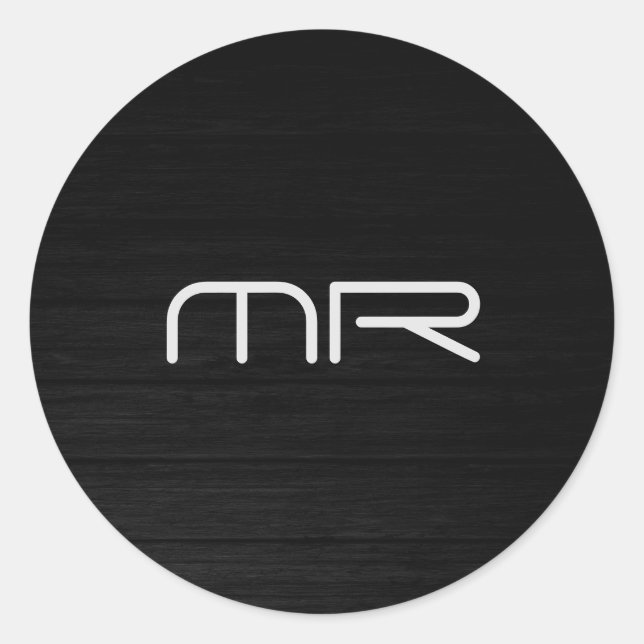 Modern Monogram Black White Name Initials Classic Round Sticker (Front)
