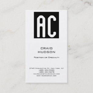 Modern Monogram Black White Plain Business Card