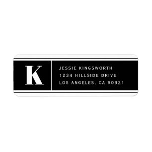 Modern Monogram Black & White Return Address Return Address Label
