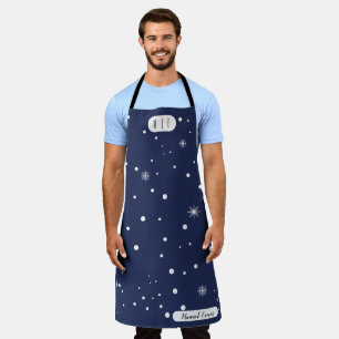 Modern Monogram Blue and White Snow Apron
