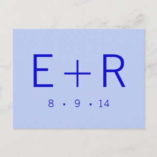 Modern Monogram - Blue Announcement Postcard