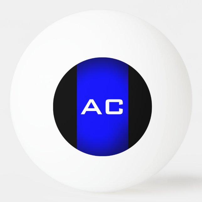 Modern Monogram Blue Black Plain Ping Pong Ball (Front)