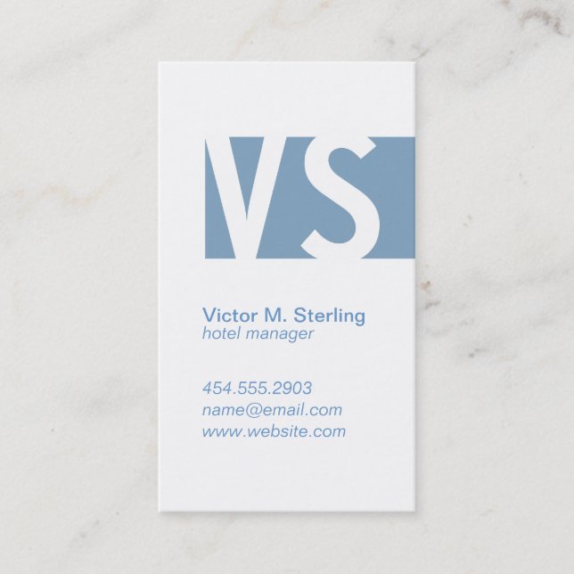 Modern Monogram (blue) Business Card (Front)