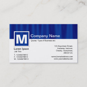 Modern Monogram - Blue Curtain Business Card