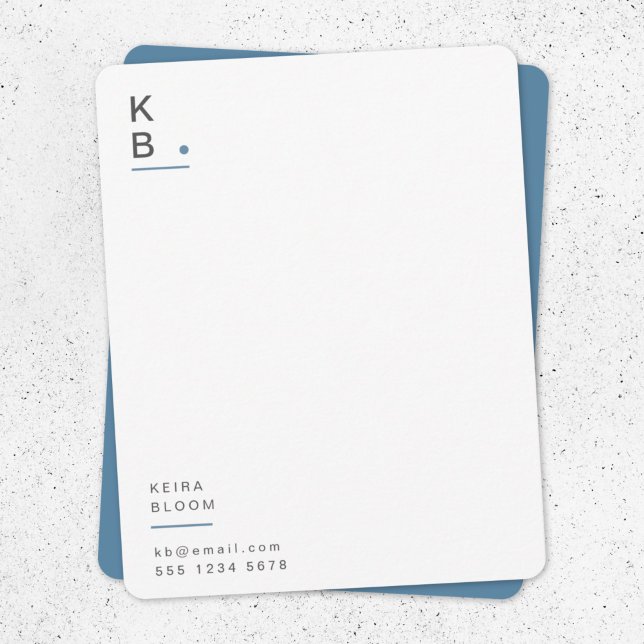 Modern Monogram Blue Grey Scandinavian Card (Creator Uploaded)