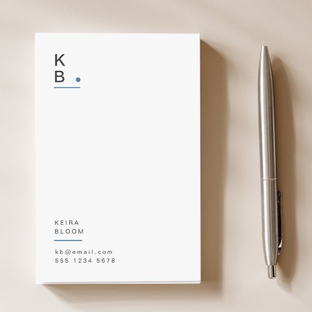 Modern Monogram Blue Grey Scandinavian Post-it Notes (Creator Uploaded)