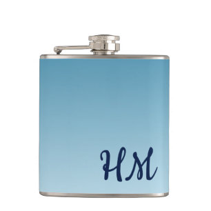 Modern Monogram Blue Hip Flask