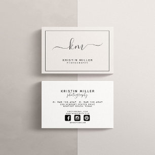 Modern Monogram Blush and Grey Social Media Business Card