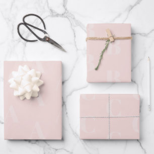 Modern monogram blush pink custom initial pattern wrapping paper sheet
