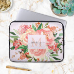 Modern Monogram Blush Pink Floral Bouquet Laptop Sleeve<br><div class="desc">Elevate your laptop with our elegant and modern Monogram Blush Pink Floral Bouquet laptop sleeve for women.</div>