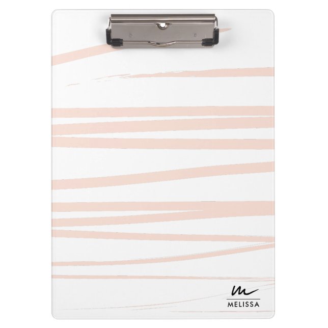 Modern Monogram Blush Pink Lines Abstract Art  Clipboard (Front)