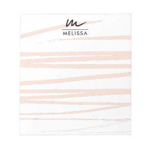 Modern Monogram Blush Pink Lines Abstract Art  Notepad