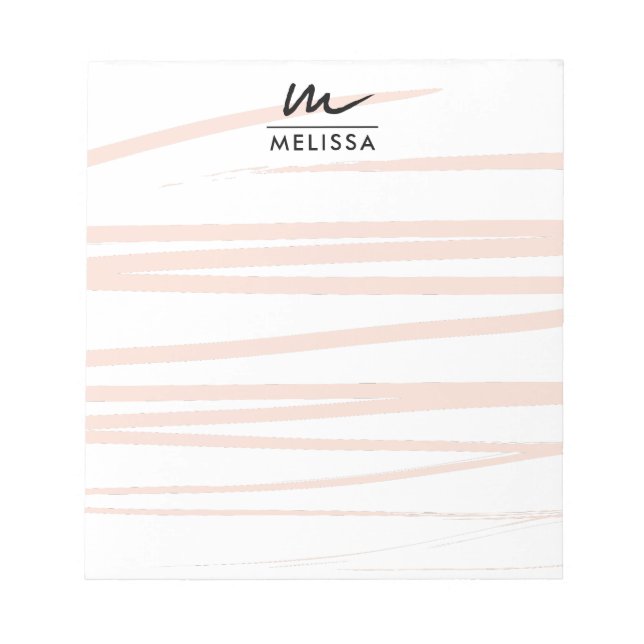 Modern Monogram Blush Pink Lines Abstract Art  Notepad (Front)