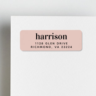 Modern Monogram Blush Pink Return Address Label