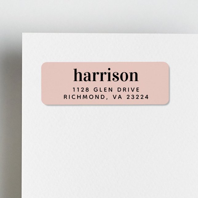 Modern Monogram Blush Pink Return Address Label (Creator Uploaded)