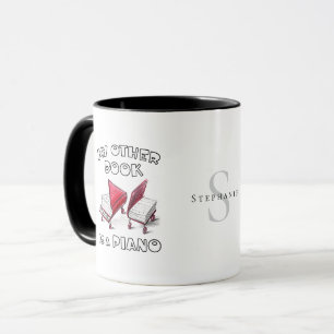 Modern Monogram Book Piano Drawing Personalised 📚 Mug