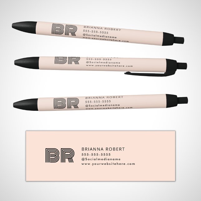 Modern Monogram Branding Logo Stylish Soft Peach Black Ink Pen (Creator Uploaded)
