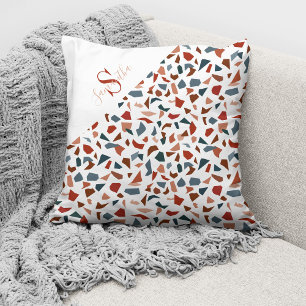 Modern Monogram Brown Geometric Pattern Cushion