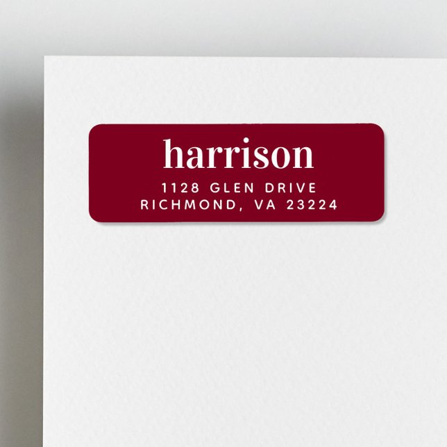 Modern Monogram Burgundy Red Return Address Label (Creator Uploaded)