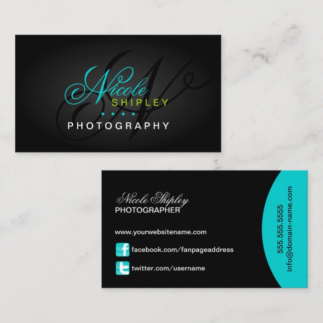 Modern Monogram Business Card (Front/Back)