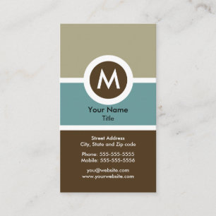 Modern Monogram Business Card - Blue/Brown