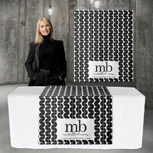 Modern Monogram Business Table Runner Banner White Tapestry