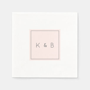 Modern Monogram Champagne Pink Cocktail  Napkins