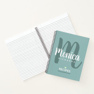 Modern Monogram chef recipes teal blue  Notebook