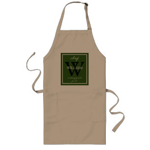 Modern Monogram Chef's NAME makes great food Cute Long Apron