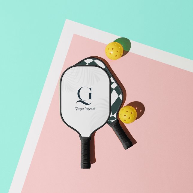Modern Monogram | Chequerboard Pattern Design Pickleball Paddle (Creator Uploaded)