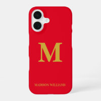 Modern Monogram Chic Red Gold Stylish Minimalist