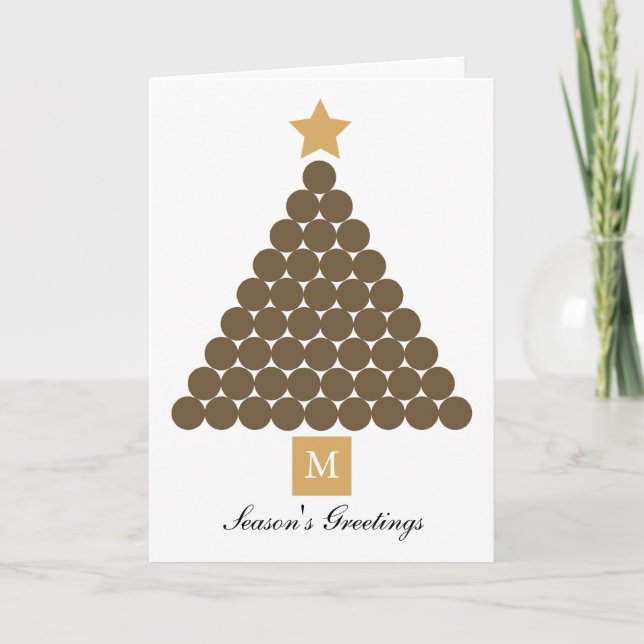 Modern Monogram Christmas Tree Card - Chocolate (Front)