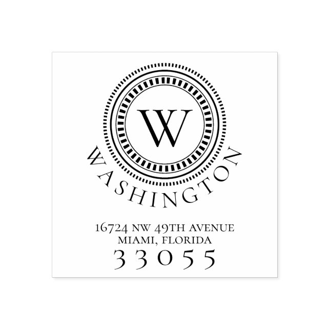 Modern Monogram Circle Return Address Stamp (Imprint)