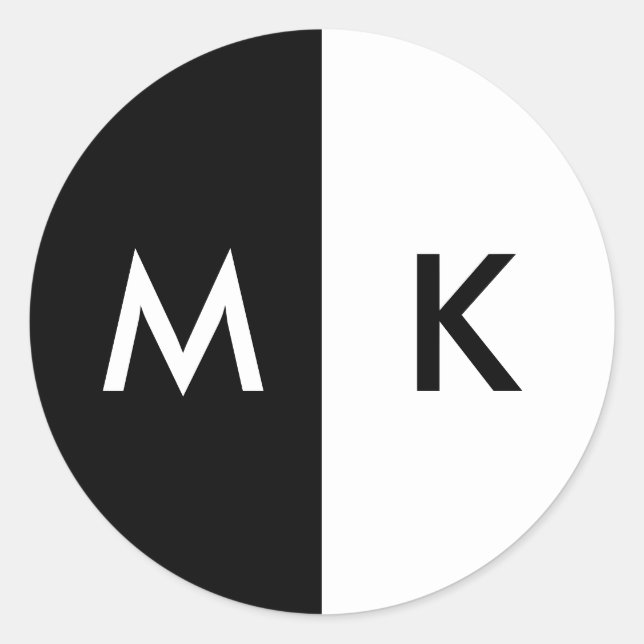 Modern Monogram Classic Round Sticker (Front)
