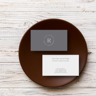 Modern Monogram: Clean Chic Gray Business Card